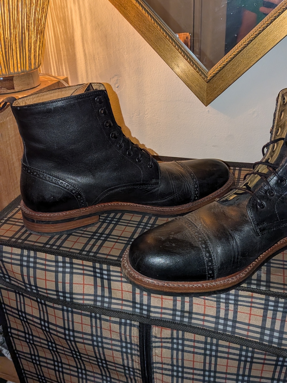 Beckett Simonon Medina Boots Size 12 Men's Black Leather Cap-Toe Lace-Up Boots - Picture 7 of 9